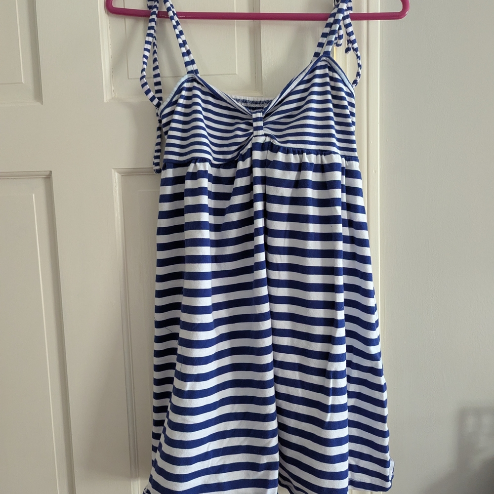No Boundaries Blue and White Chemise with Adjustable Straps